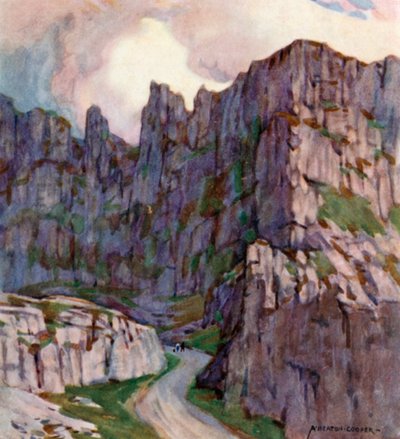 Desfiladeiro Cheddar (cor litho) de Alfred Heaton Cooper