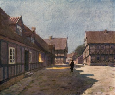 Dinamarca: Aarhus, The Old Town (lito colorido) de Alfred Heaton Cooper