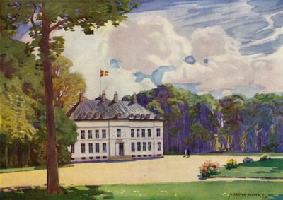 Dinamarca: Copenhaga, Palácio de Bernstorf (lito a cores) de Alfred Heaton Cooper