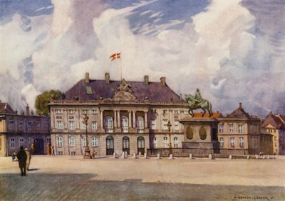 Dinamarca: Copenhagen, The Amalienborg Palace (lito colorido) de Alfred Heaton Cooper