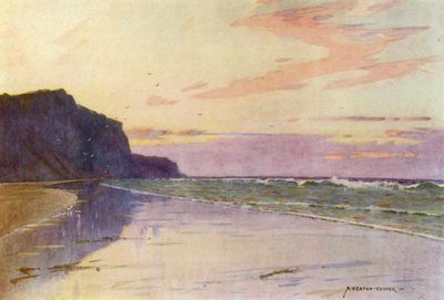 Dinamarca: Ponto mais ocidental da Dinamarca, perto de Esbjerg (lito colorido) de Alfred Heaton Cooper