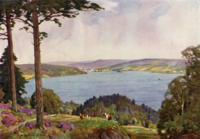 Dinamarca: Vejle Fiord, Jutlândia do Sul (lito a cores) de Alfred Heaton Cooper