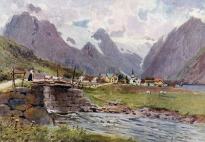 Fjaerland, fiorde de Sogne de Alfred Heaton Cooper