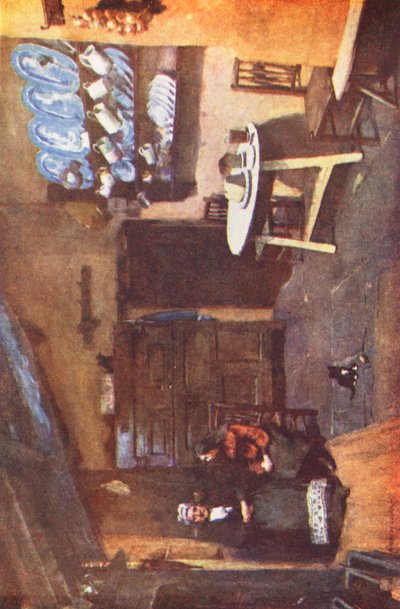 Região dos Lagos: An Old Inn Kitchen, Coniston (litografia a cores) de Alfred Heaton Cooper