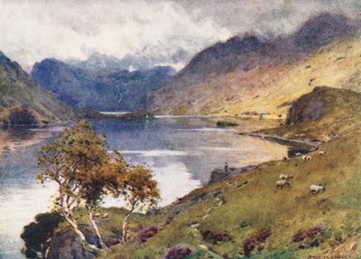 Região dos lagos: Crummock Water e Buttermere (litografia a cores) de Alfred Heaton Cooper