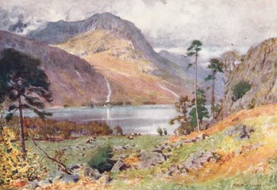 Região dos lagos: Cabeça de Buttermere (litografia a cores) de Alfred Heaton Cooper