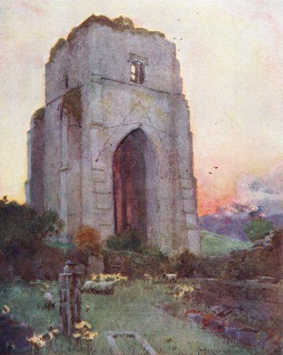 Região dos lagos: Abadia de Shap (litografia a cores) de Alfred Heaton Cooper