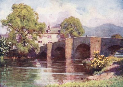 Distrito dos Lagos: Swan Inn, Newby Bridge, Windermere (litografia a cores) de Alfred Heaton Cooper
