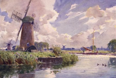 Moinhos de vento no Thurne, Norfolk de Alfred Heaton Cooper