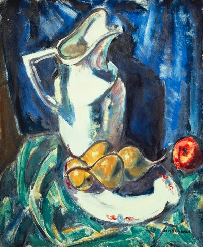 Ainda vida com jarro branco e frutas, de Alfred Henry Maurer