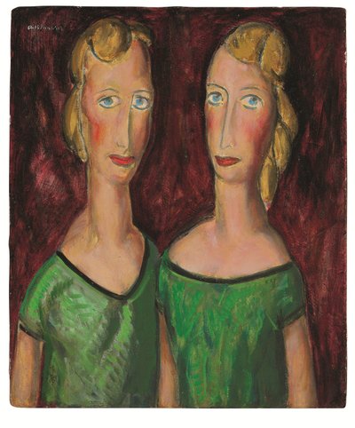 Two Sisters in Green, c. 1920s (óleo a bordo) de Alfred Henry Maurer