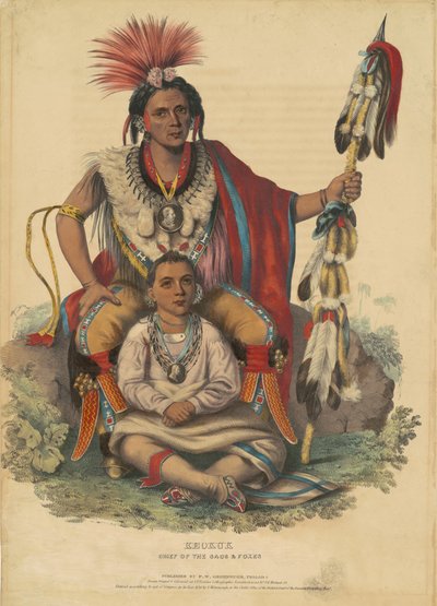 Keokuk, Chefe dos Sacos e Raposas de Alfred Hoffy, after Charles Bird King