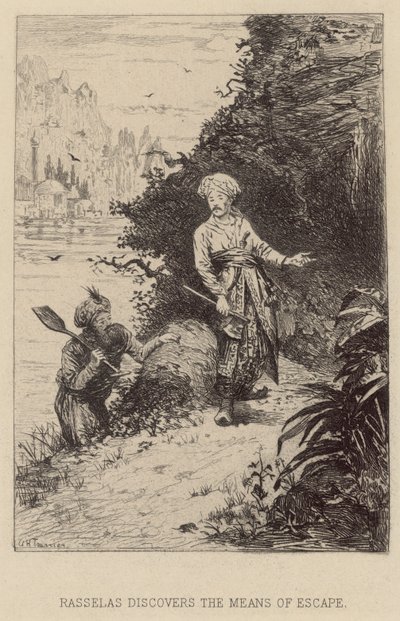 Rasselas descobre os meios de fuga (gravura) de Alfred Holst Tourrier