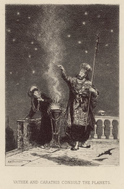 Vathek e Carathis consultam os planetas (gravura) de Alfred Holst Tourrier