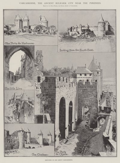 Carcassonne, a antiga cidade de baluarte perto dos Pirenéus de Alfred Hugh Fisher