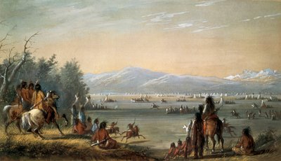 Uma aldeia indígena. Trabalho de Alfred Jacob Miller (1810-1874) de Alfred Jacob Miller