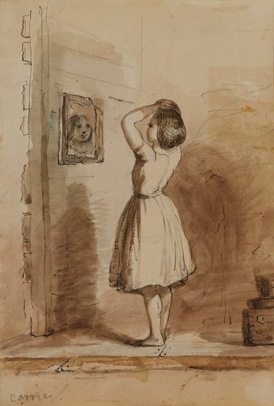 Carrie. Casa de banho – no Broken Mirror de Alfred Jacob Miller