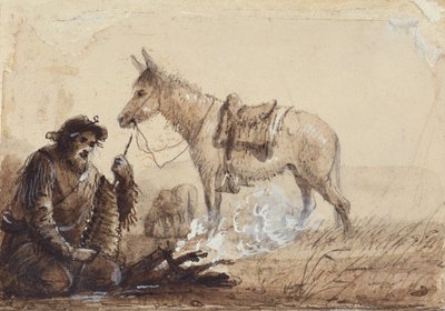 François Preparing Supper, c.1837 (desenho em papel) de Alfred Jacob Miller