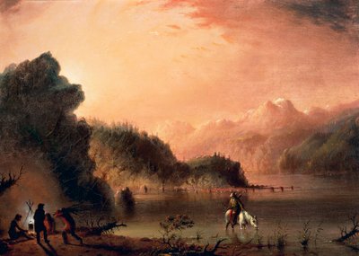 Nas Montanhas Rochosas, ca. 1838, de Alfred Jacob Miller (1810-1874), óleo sobre tela, 36,5x50,8 cm de Alfred Jacob Miller