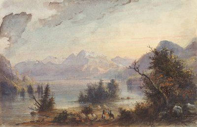 Lake Scene, Rocky Mountains, c.1837 (aguarela sobre papel) de Alfred Jacob Miller