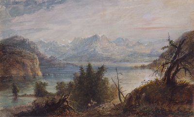 Lago, Wind River Chain of Mountains, c.1837 (aquarela sobre papel) de Alfred Jacob Miller