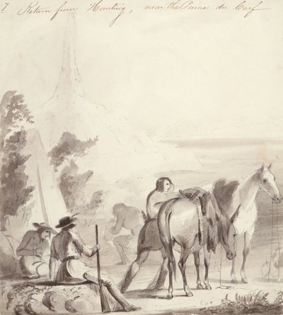 Regresso da Caça, c.1837 (óleo sobre cartão de papel) de Alfred Jacob Miller