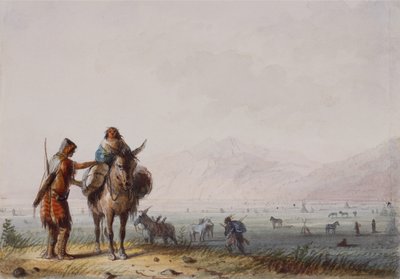Shoshone Root Diggers, c.1837 (caneta e tinta e aquarela sobre papel) de Alfred Jacob Miller