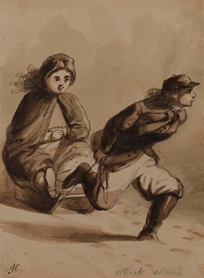Esboço de rua. A galanteria de um rapaz de Alfred Jacob Miller