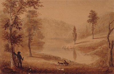 Lago dos Cisnes, c.1837 (aquarela sobre papel) de Alfred Jacob Miller