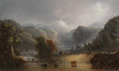 Onde as nuvens adoram descansar, c.1850 (óleo no painel) de Alfred Jacob Miller
