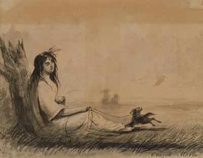 Mulheres reclinadas com cão à trela (de Laurence Sterne, "Viagem sentimental", 1768) de Alfred Jacob Miller