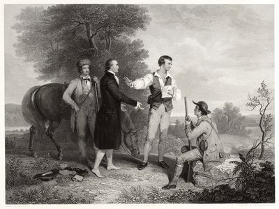 A captura do Major Andre, após Asher B. Durand, c.1846 (gravura) de Alfred Jones