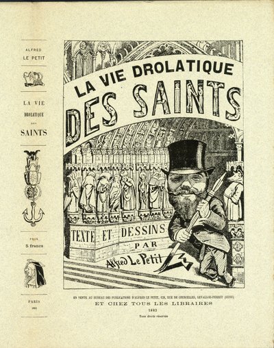 Ilustração de Alfred O Pequeno (1841-1909) em A Vida Dromática dos Santos - Gavetas, Auto-retrato - Os Santos - O Pequeno Alfred de Alfred Le Petit