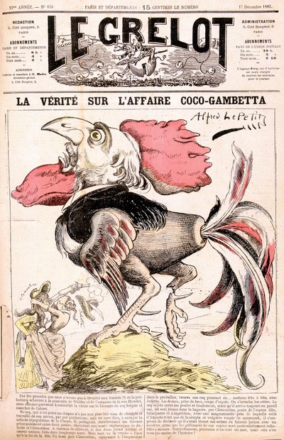 A verdade sobre o caso Coco (Gambetta e suas "galinhas") - Gambetta - de Alfred Le Petitty, em "Le Grelot" de 17/12/1882 de Alfred Le Petit