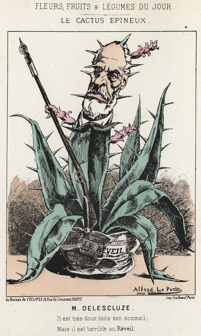 Le Cactus Spineux: Desenho animado sobre Louis Charles Delescluze (1809 - 1871) - doente de 16/01/1871 em " Flores, Frutas e Legumes do Dia". de Alfred Le Petit