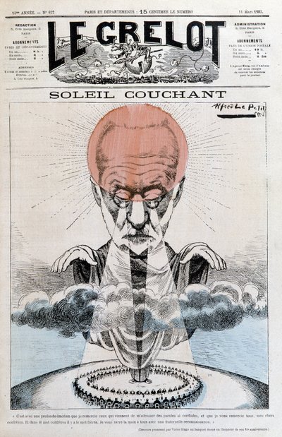 Sofá de solha: Victor Hugo - por Alfred Le Pepetit, em "Le Grelot" de 11/03/1883 de Alfred Le Petit
