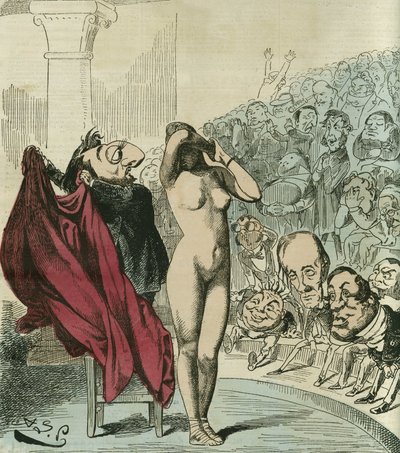 A nova Phryne, segundo uma pintura de Gerome, Phryne seria a Republique revelada. in "L