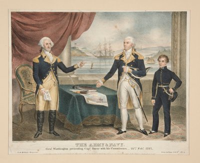 O Exército e a Marinha, Genl. Washington apresenta ao Capitão Barry a sua Comissão de Alfred M. Hoffy