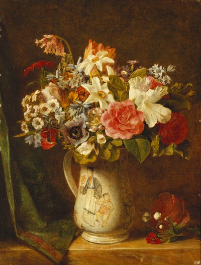 Rosas, Narciso e outras flores em um vaso, de Alfred Morgan