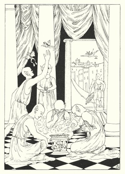 Uma História Verdadeira de Lucian: Uma Refeição na Lua, Rãs Assadas (gravura) de Alfred Payne Garnett