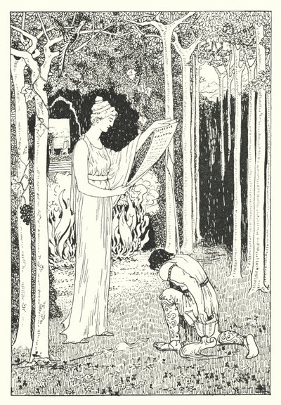 A Verdadeira História de Luciano: Lucian dá a Calipso a carta de Ulisses (gravura) de Alfred Payne Garnett