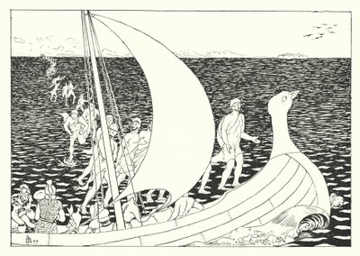 A Verdadeira História de Lucian: Os Homens de Pés de Cortiça (gravura) de Alfred Payne Garnett