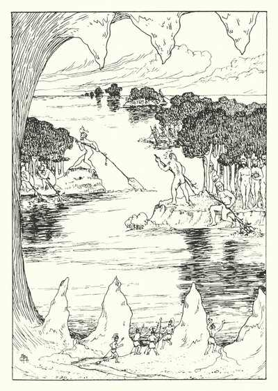 A True History de Lucian: Os homens das ilhas à vela (gravura) de Alfred Payne Garnett