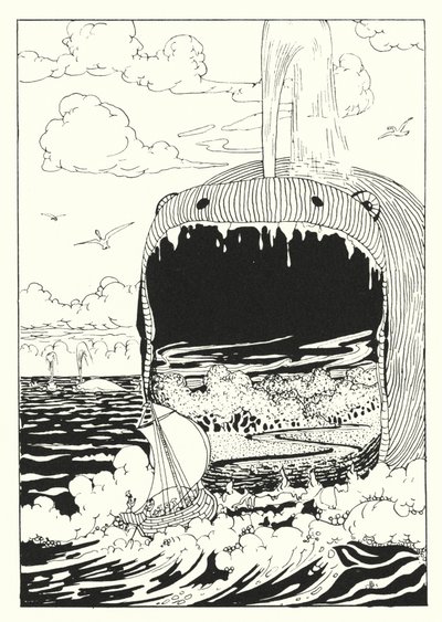 Uma História Verdadeira, de Luciano: O navio engolido pela baleia (gravura) de Alfred Payne Garnett