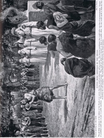 Justiça sendo dispensada pelos druidas, ilustração da "História das Nações de Hutchinson", c.1910 de Alfred Pearse
