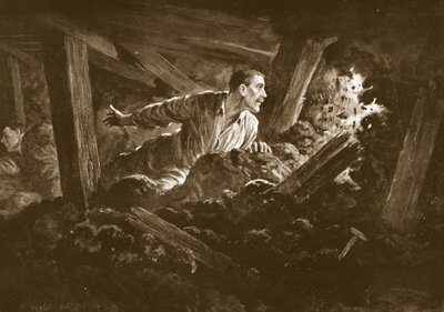 Sapper W. Hackett se recusa a deixar um camarada que estava deitado gravemente ferido em uma galeria de minas de Alfred Pearse