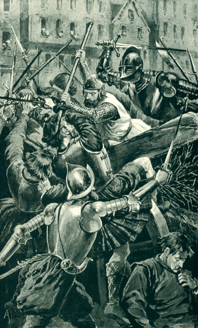 O Conde de Angus e os seus lanceiros atacados por Sir Patrick Hamilton de Alfred Pearse