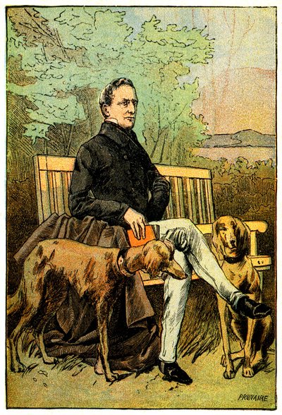 O poeta Alphonse de Lamartine com os seus cães de Alfred Prunaire
