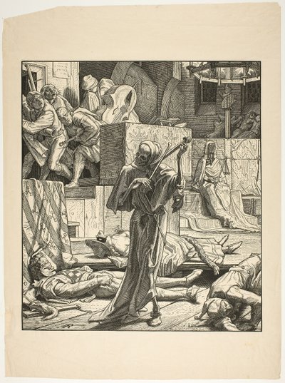 Death the Strangler, o primeiro surto de cólera em um baile de máscaras em Paris, 1831 de Alfred Rethel
