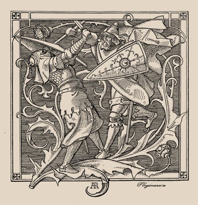 O Nibelungen. Hagen de Troneck mata Iring, 1840-1841. de Alfred Rethel